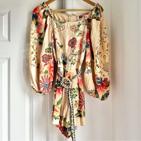 Farm Rio Delicate Sand Belted Romper - Picture 5 of 7